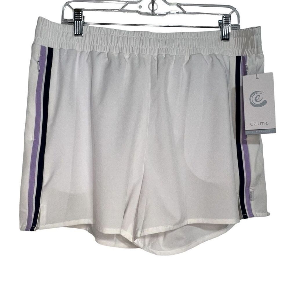 NWT Johnny Was Calme Elements Hiking Shorts size XL White Side Stripes Pull On